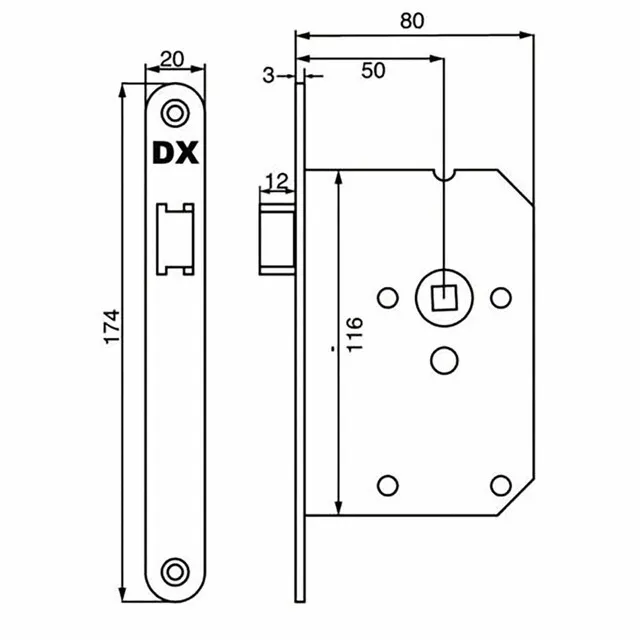 Dulimex Loopslot doornmaat 50mm RVS incl rechthoekige sluitplaat